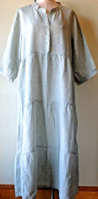 FLAX Designs  Linen  Gaia  Dress    L  NWT  Linen Maxi Dress GRASSY STRIPE