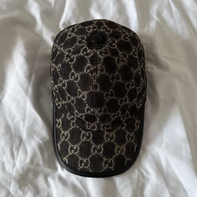 Gucci Casquette de baseball réglable logo GG marron/beige/noir taille M 58 cm - Photo 1/4