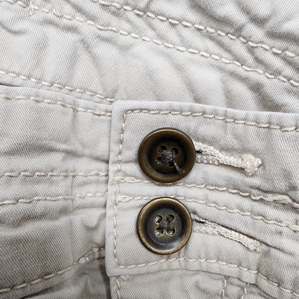 Dressbarn Pants Womens 24 Tan Khaki High Rise Double Button Crop Roll Tab Hem - Image 4 of 4