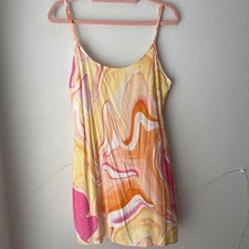 L.A. Hearts Abstract Colorful Slip Dress Tie Back Strappy Sleeveless Medium