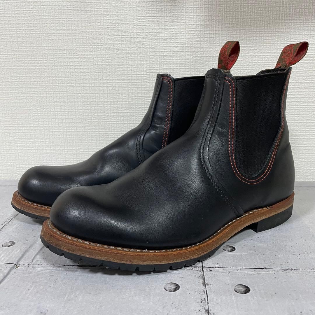 RED WING Boots 2918 Side Gore US:8EE Leather Black From Japan