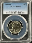 1955-D  25C Washington Quarter Dollar PCGS MS65   80476722