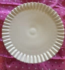 Vintage Hobnail Ruffled Edge White Milk Glass Pedestal Cake Stand Plate