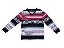 Vintage Crazy Horse M Fair Isle Winter Snowflake Christmas Knit Sweater Cotton