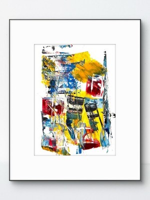 Original Abstract Wall Art 9x12 Paper Expressionism Colorful Handmade Signed 27