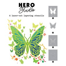 Hero Arts "BUTTERFLIES" Layering Stencils 4 pieces A2 Size- MSRP 23