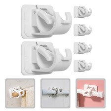 6Pcs White ABS Curtain Rod Holders No Drilling Easy Use for Bathroom Curtains