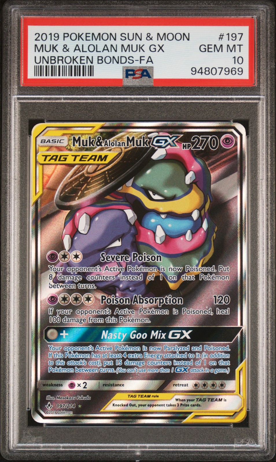 2019 Pokemon POKEMON SUN & MOON UNBROKEN BONDS #197 Muk & Alolan Muk Gx front