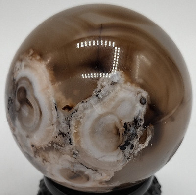 51.7mm Black Cherry Flower Agate Sphere Druzy Crystal Madagascar 184g (AG04)