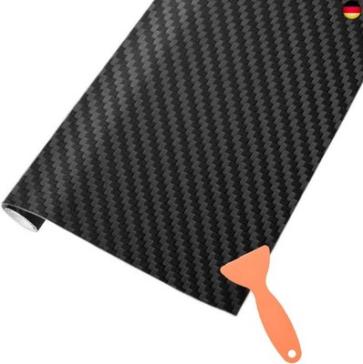 AOBETAK Carbon Autofolie Matt Schwarz mit Kunststoffschabern, 1500 x 300 mm