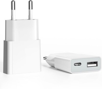 USB-Ladestecker 5W 2-Port USB C USB A Steckdose Adapter für Zuhause und Büro