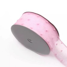 Trimming Sewing Lace Organza Ribbon Roll 5 Yards - Pink Style 3