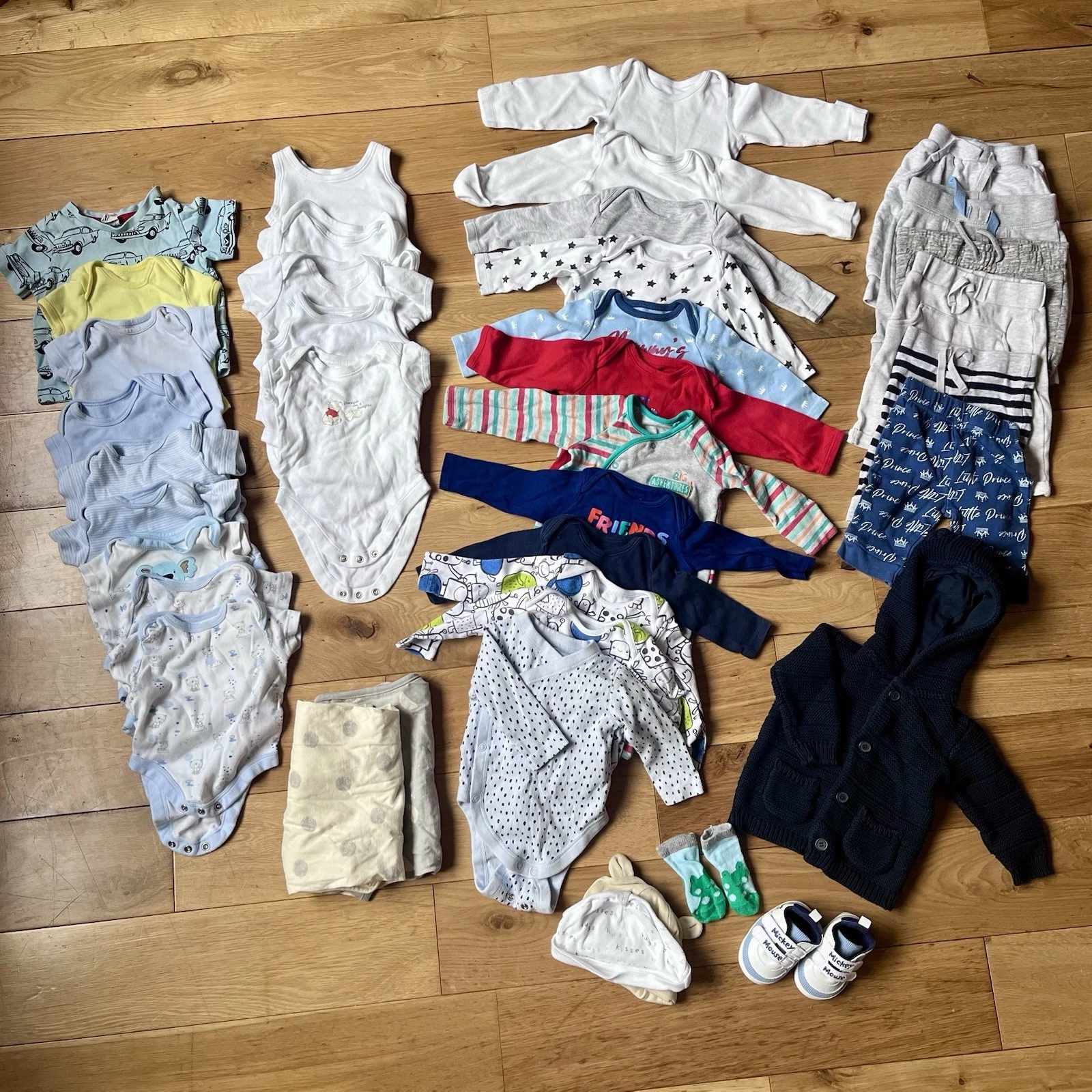 Large Baby Boy Clothes Bundle 0-3 Months 40 Items Vests, Trousers, Jacket, Shoes