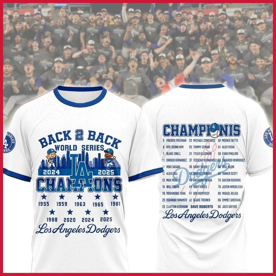 Los Angeles Dodgers Back 2 Back World Series Champions 2024-2025 Both Side Fans - Image 3 of 3