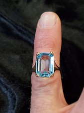 18K Plated Light Blue Topaz Women's Jewelry Ring Size 7