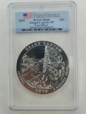 2010 5 Oz. Silver Grand Canyon NP, PCGS MS68 First Strike