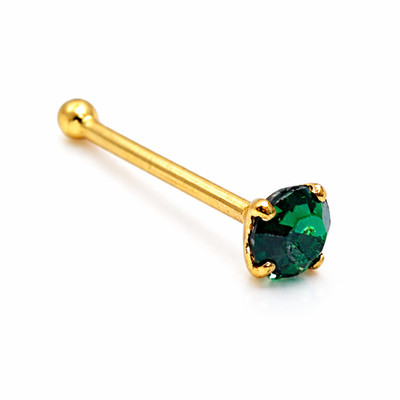Smaragd Nasenstecker 9 Karat Gold 2 mm Krallenfassung Edelstein 22 g (0,6 mm)...