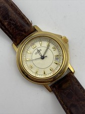 Vintage 90s 1997 Guess Womens Watch Gold Face Brown Band New Battery 30mm