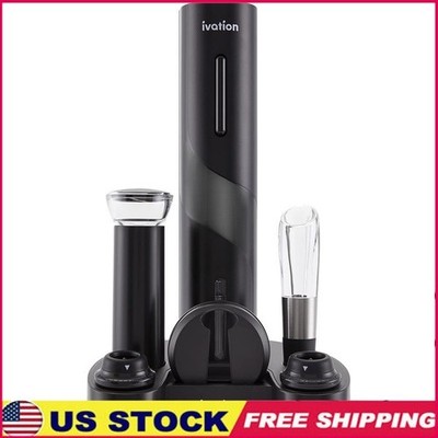 7 Piece Wine Accessory Set Electric Corkscrew Aerator Pump Stoppers Gift Box New
