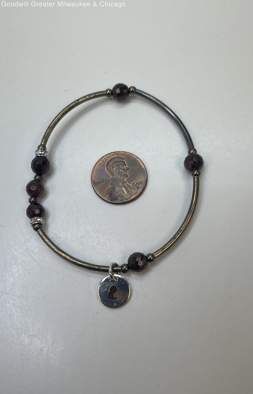 Sterling 925 Garnet & Rhinestone St. Jude Bracelet 5.1g