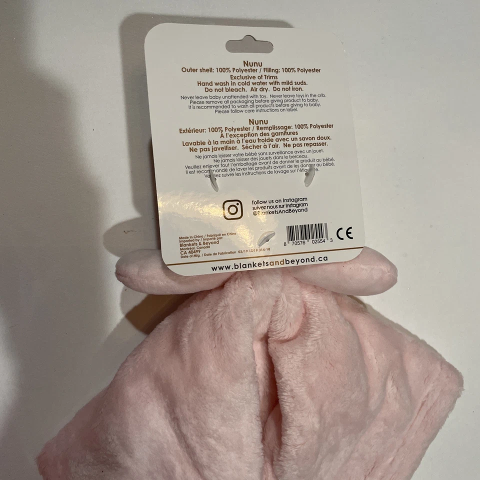 Mantas y Beyond Rosa Hipopótamo Bebé Manta de Seguridad Lovey Suave Vellón 12" Chupete Foto 4 de 4