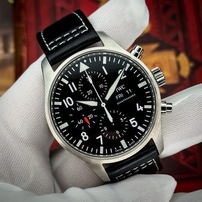 IWC Pilot Chronograph Stainless Steel Black Dial 43mm Automatic Mens IW377709