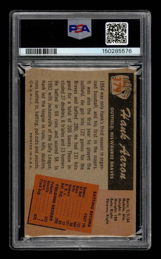 1955 Bowman Set-Break #179 Hank Aaron PSA 4 VG-EX view 2