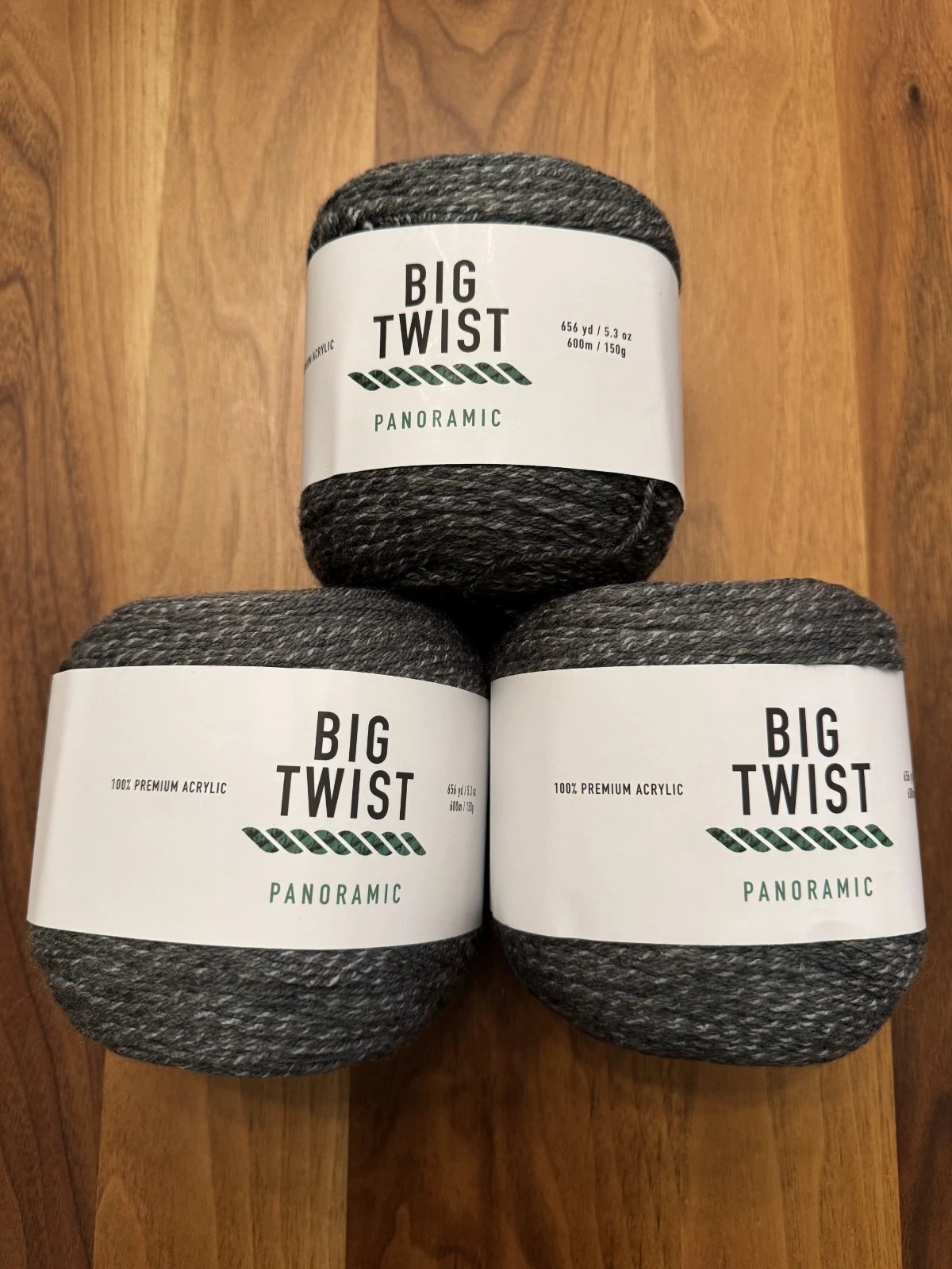 Lot Of  3 Big Twist Panoramic Yarn Fine Acrylic 656yd 5.3oz Smoke image 1