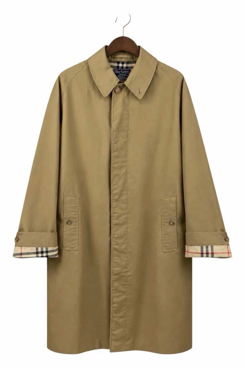 Burberrys Vintage Khaki Trench Coat Nova Check Lining XL