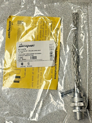 NEW EATON Arrow Hart DC100375 Strain Relief Cord Grip 1/2'' NPT .375-.50'' cable