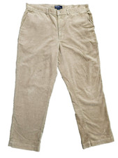 VTG Polo Ralph Lauren Corduroy Pants Men's 38x30 Beige Flat Front Stretch Chino