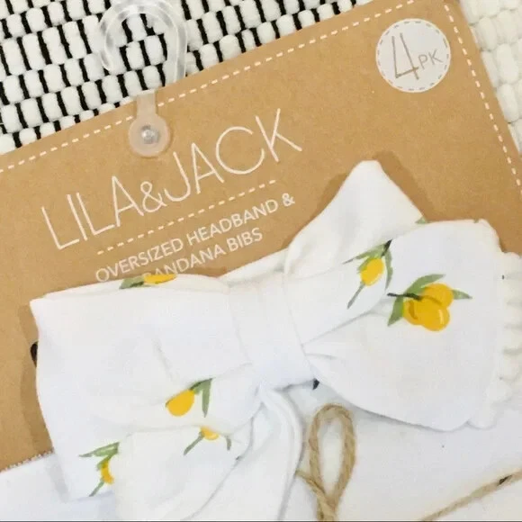 Lila Jack headband bandana bib set NWT boho baby shower girl florals flower