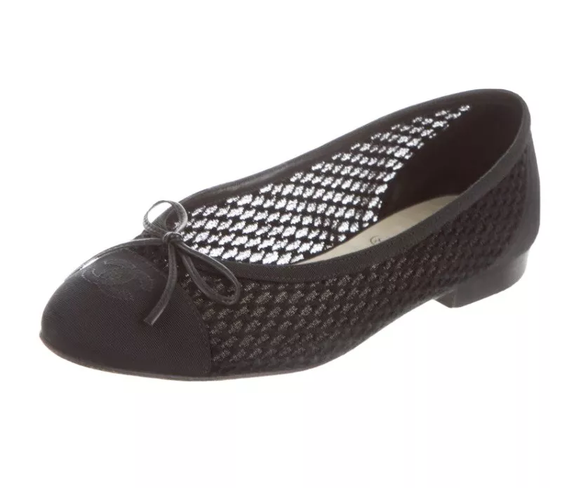 CHANEL | RARE Mesh Black Ballet Flats | Size 41