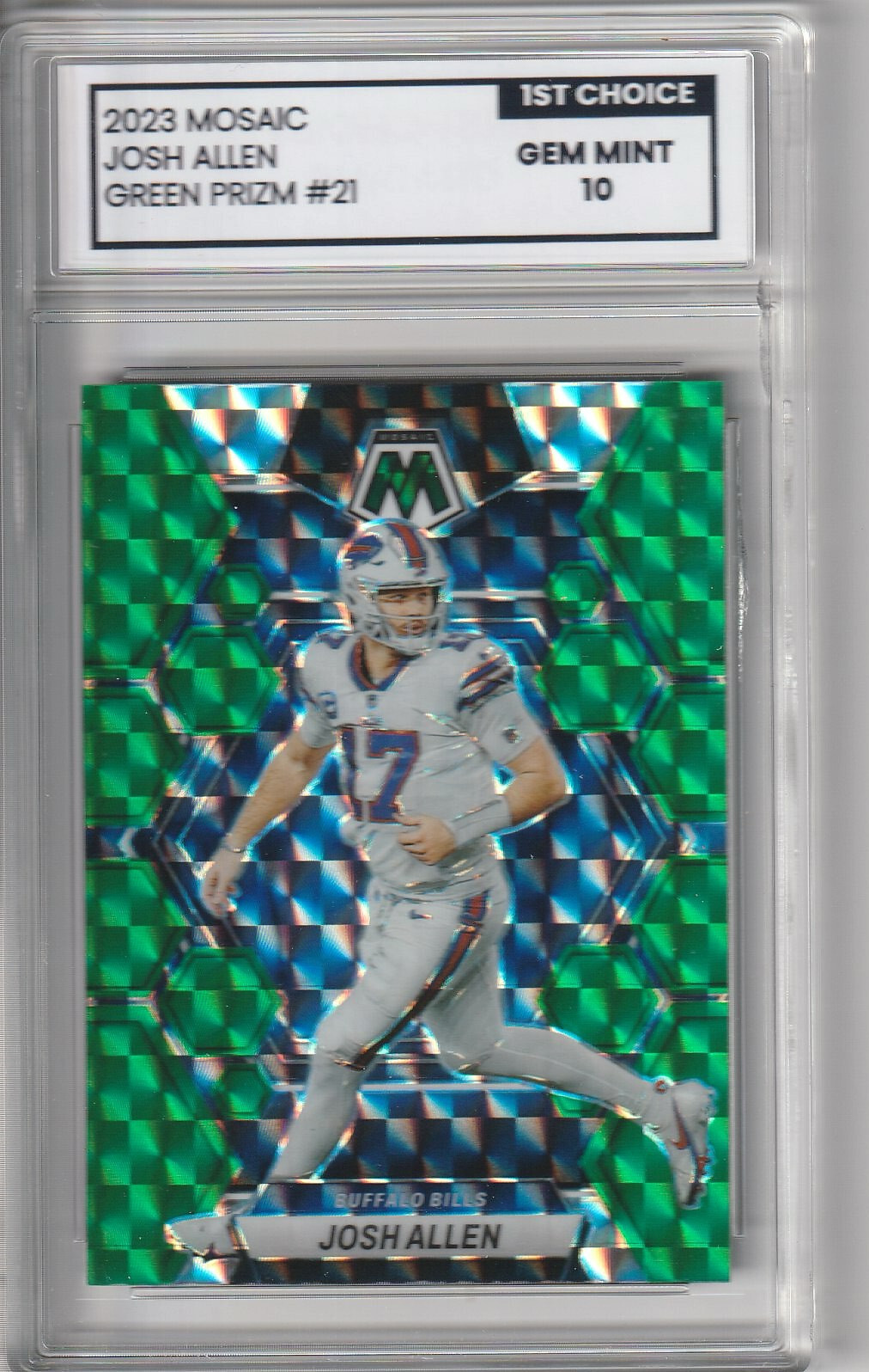 2023 Mosaic Josh Allen Green Prizm #21  Graded Gem Mint 10
