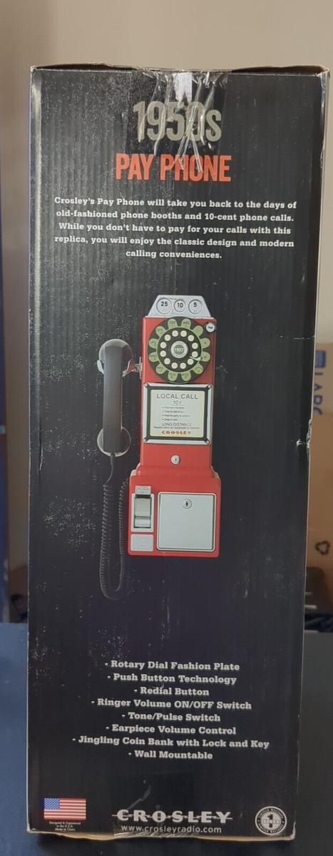 Crosley 1950s CR56 Old Fashioned Rotary Style Pay Phone Red Retro