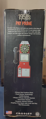 Crosley 1950s CR56 Old Fashioned Rotary Style Pay Phone Red Retro