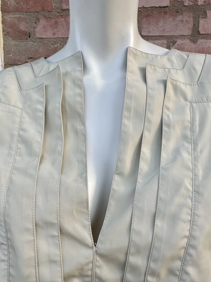 Blusa Top Pasarela Custo Barcelona Panel Lentejuelas Futuro 3D Beige Turquesa 38-S Foto 4 de 4