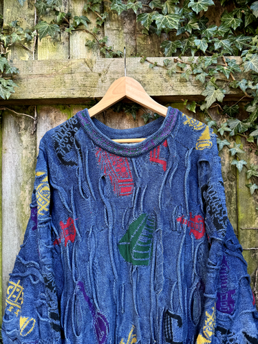 Coogi Blues Australia 3D Knitted Jumper Sweater Vintage Size L Rare - Picture 2 of 5