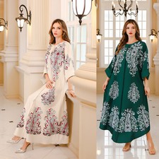 Islamic Kaftan Women Long Robes Evening Caftan Printed Floral Caftan Dresses New