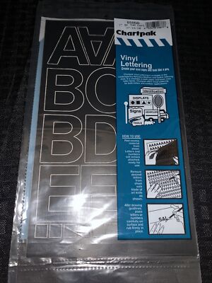 Chartpak Press-On Vinyl Letters & Numbers   Self Adhesive Black 2'' 77/Pack