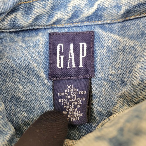 Vintage Gap Denim Jacket Girls XL Jean Floral Embroidery Knit Coat Kids Youth - Picture 3 of 7