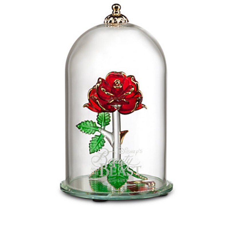 Disney Beauty and the Beast Enchanted Rose Glass Sculpture by