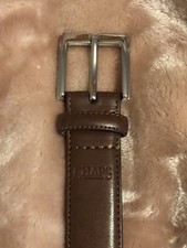 Chaps Mens Belt Synthetic Leather  Brown 32 Silver Buckle