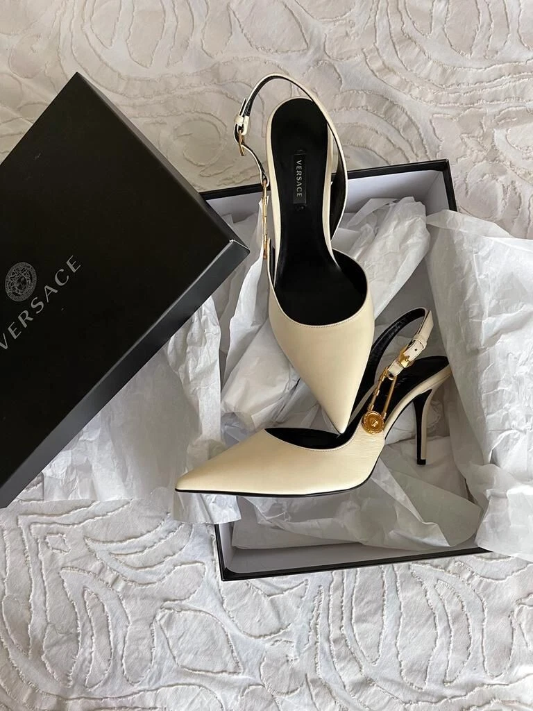 Versace white pumps sales