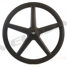 Set ruote bici strada/pista/triathlon carbonio 5 razze clincher tubolare larghezza 25 mm