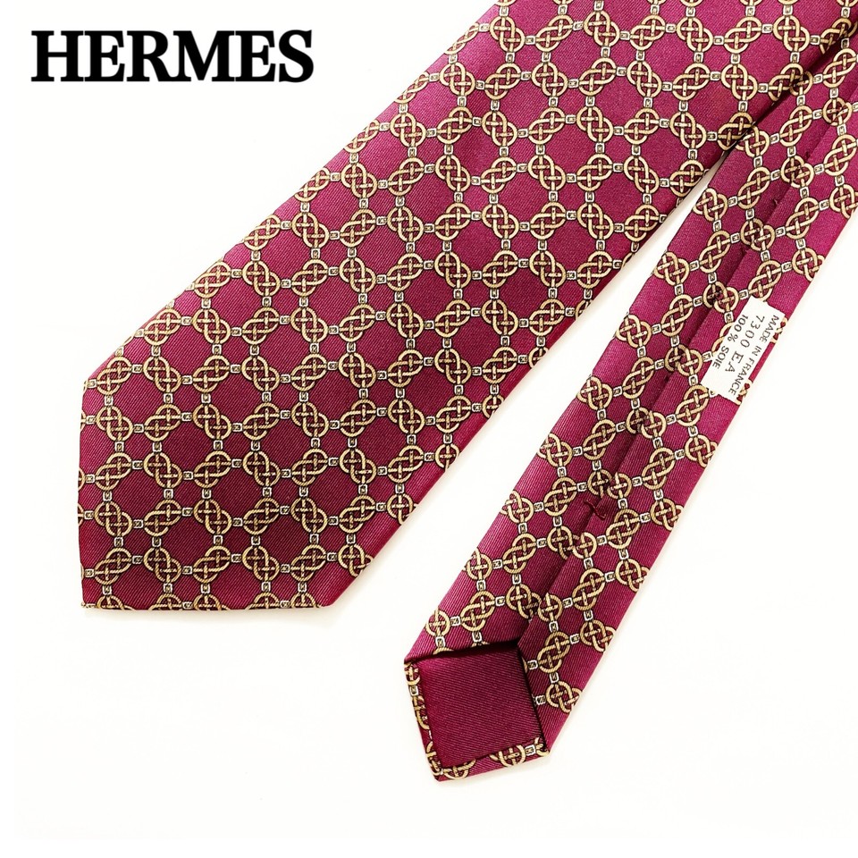 HERMES tie, top quality silk, highend brand, allover pattern, made in