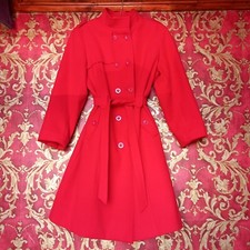 Finesse Ladies Red Felt Skater Coat Size 14 Tie Waist Classic French Style Coat.