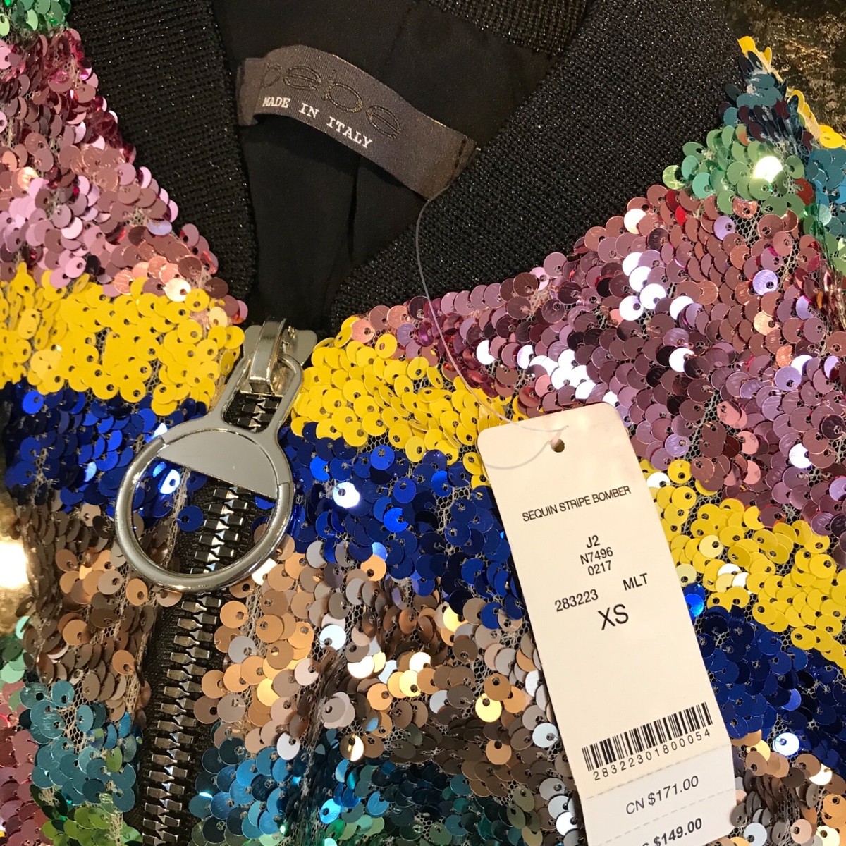 NWT XS Bebe (made in Italy) Sequin Bomber Jacket | eBay