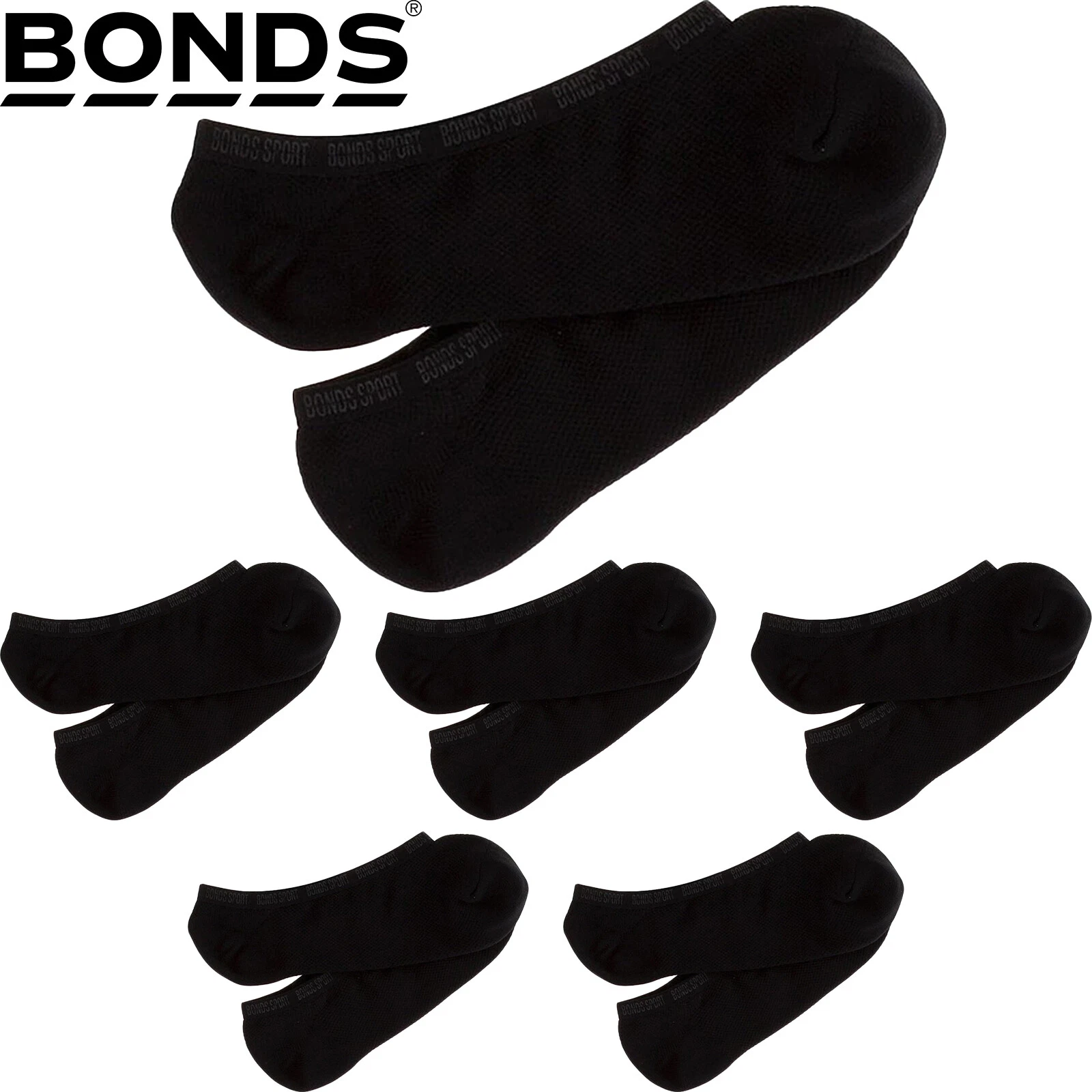 6 Pair Bonds Sport Mesh Footlet Mens Black Low Cut No Show Socks SYRU2N Bulk