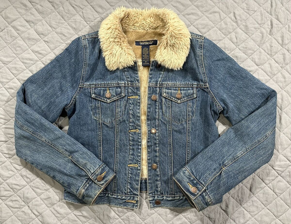 Abercrombie & Fitch Faux Fur Lined Button Up Denim Jean Abercrombie & Fitch Faux Fur Lined Button Up Denim Jean